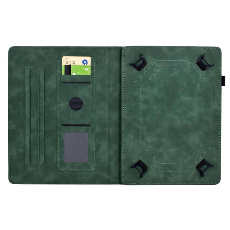 Universal 8 inch Tablet Case Mandala Imprinted Leather Tablet Cover with Card Slots - Green