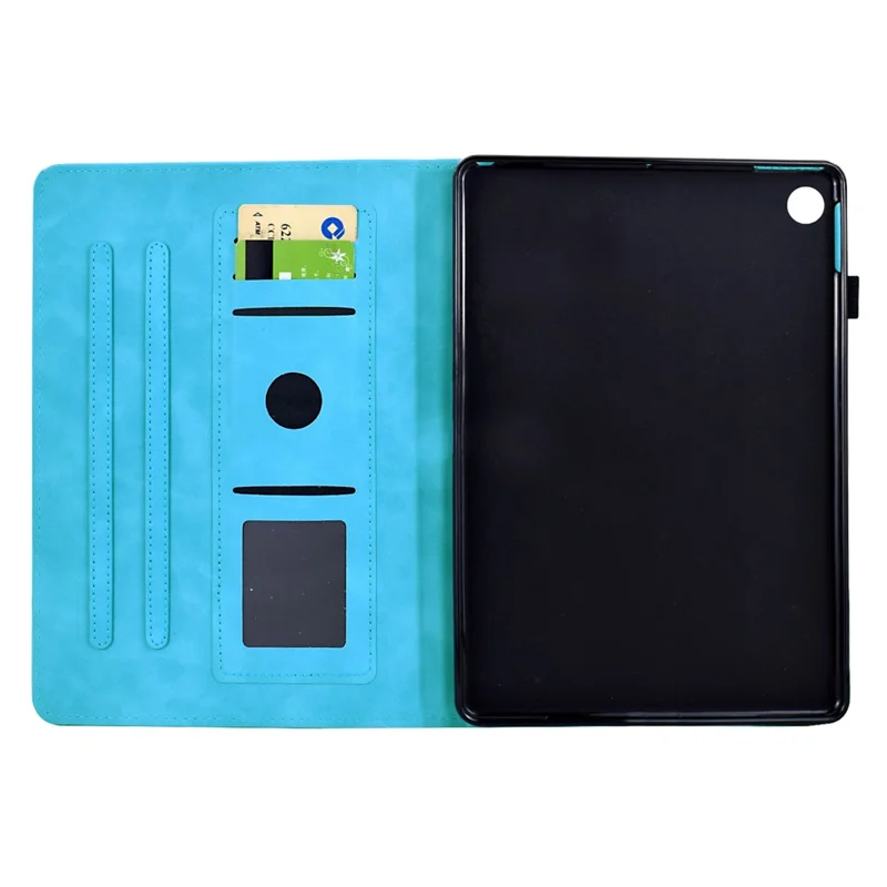 For Samsung Galaxy Tab A9 Case Mandala Imprinted Leather Tablet Cover with Card Slots - Sky Blue