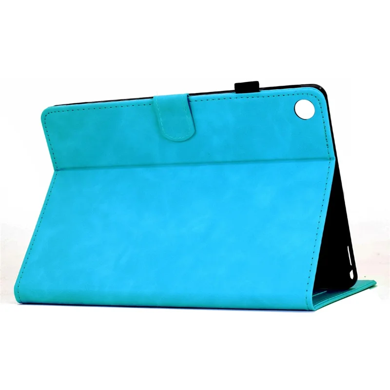 For Samsung Galaxy Tab A9 Case Mandala Imprinted Leather Tablet Cover with Card Slots - Sky Blue