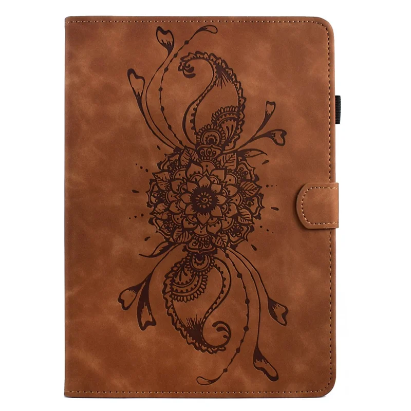 For Lenovo Tab M9 TB-310FU Case Mandala Imprinted Leather Tablet Cover with Card Slots - Brown