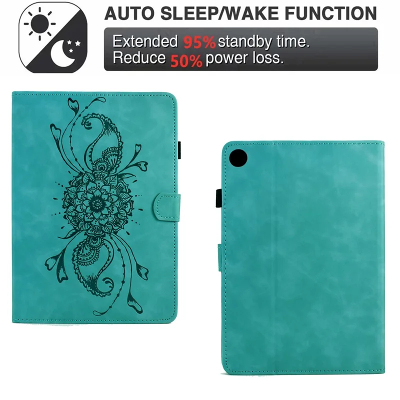 For Lenovo Tab M10 (Gen 3) Case Mandala Imprinted Leather Tablet Cover with Card Slots - Baby Blue