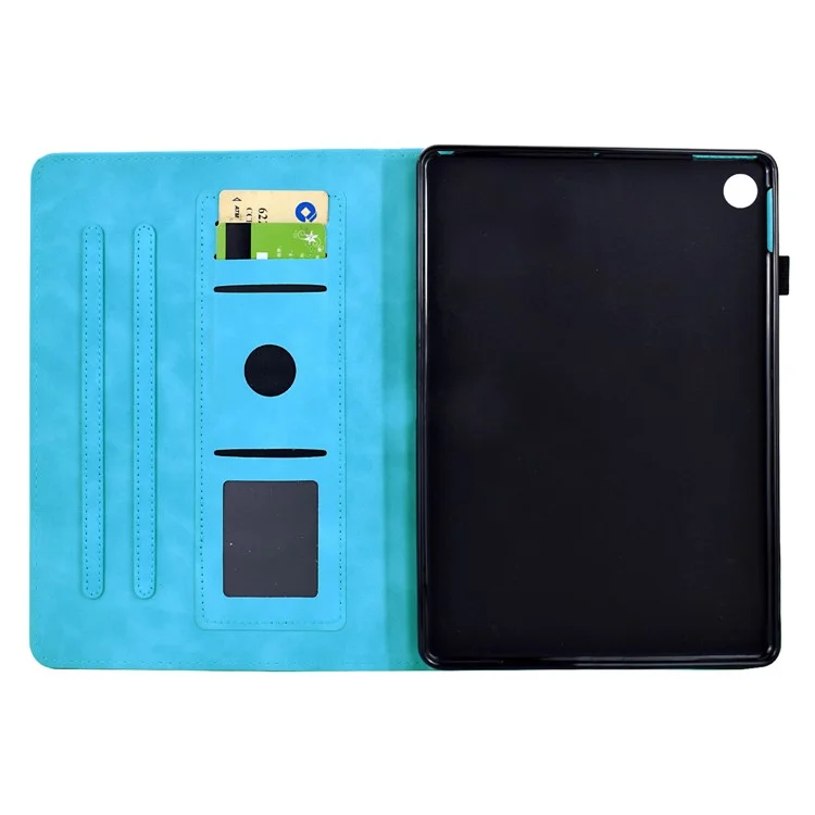 Étui pour Lenovo Tab M10 Plus (3e Génération) Mandala en Cuir Imprimé avec Emplacements pour Cartes - Bleu Ciel