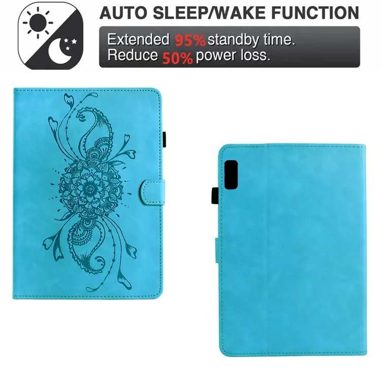 Funda para Lenovo Tab P11 Gen 2 / Xiaoxin Pad Plus (2023) con Mandala Impreso en Cuero con Ranuras para Tarjetas - Azul Cielo