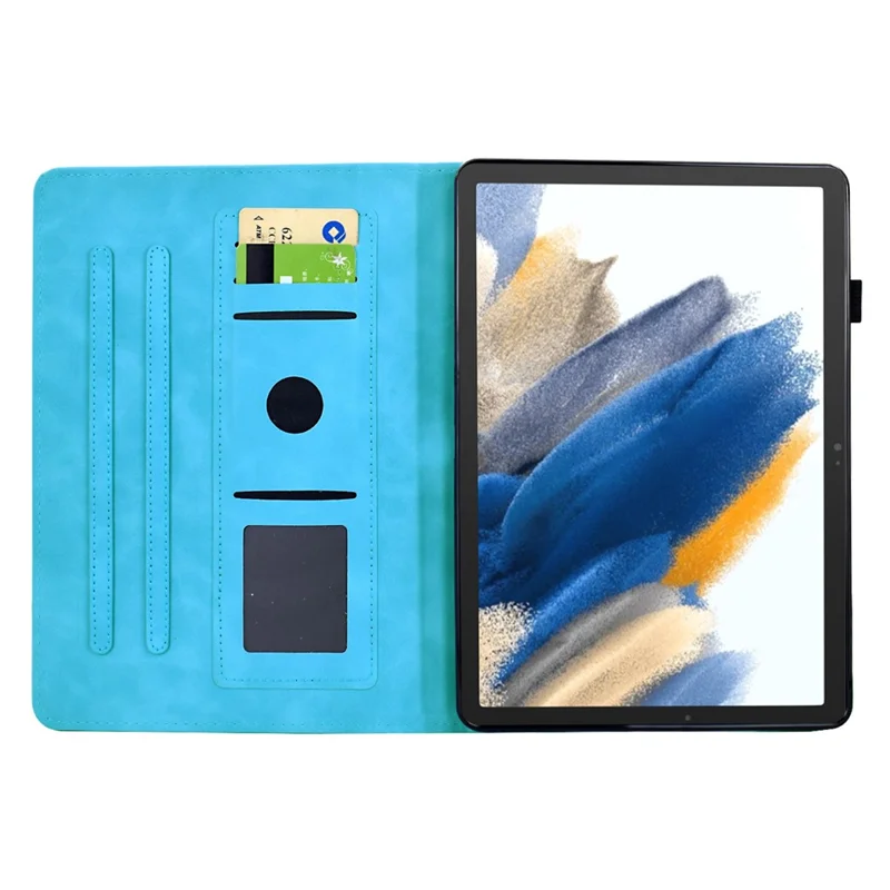 For Samsung Galaxy Tab A8 10.5 (2021) X200 / X205 Case Mandala Imprinted Leather Tablet Cover with Card Slots - Sky Blue