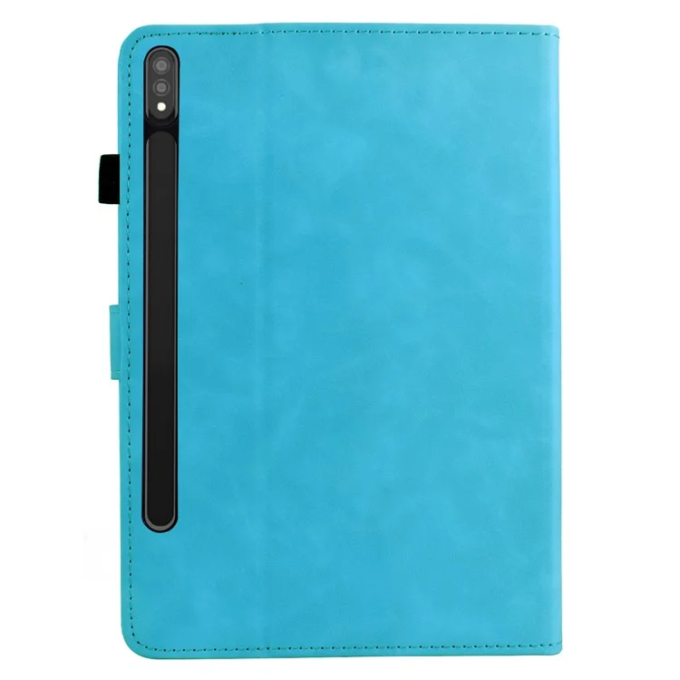 Funda para Samsung Galaxy Tab S8 X700 X706 / Tab S7 T870 T875 con Mandala Impreso en Cuero con Ranuras para Tarjetas - Azul Cielo