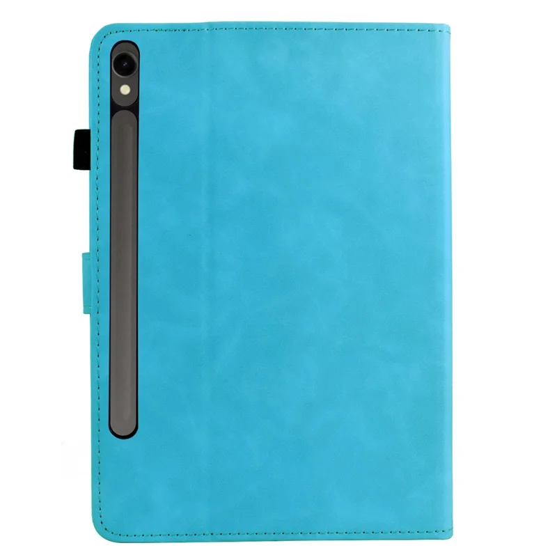 For Samsung Galaxy Tab S9 / Tab S9 FE Case Mandala Imprinted Leather Tablet Cover with Card Slots - Sky Blue