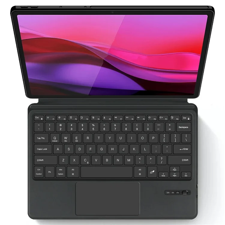 For Lenovo Yoga Pad Pro Leather Case + Touchpad Bluetooth-Compatible Keyboard with Backlit