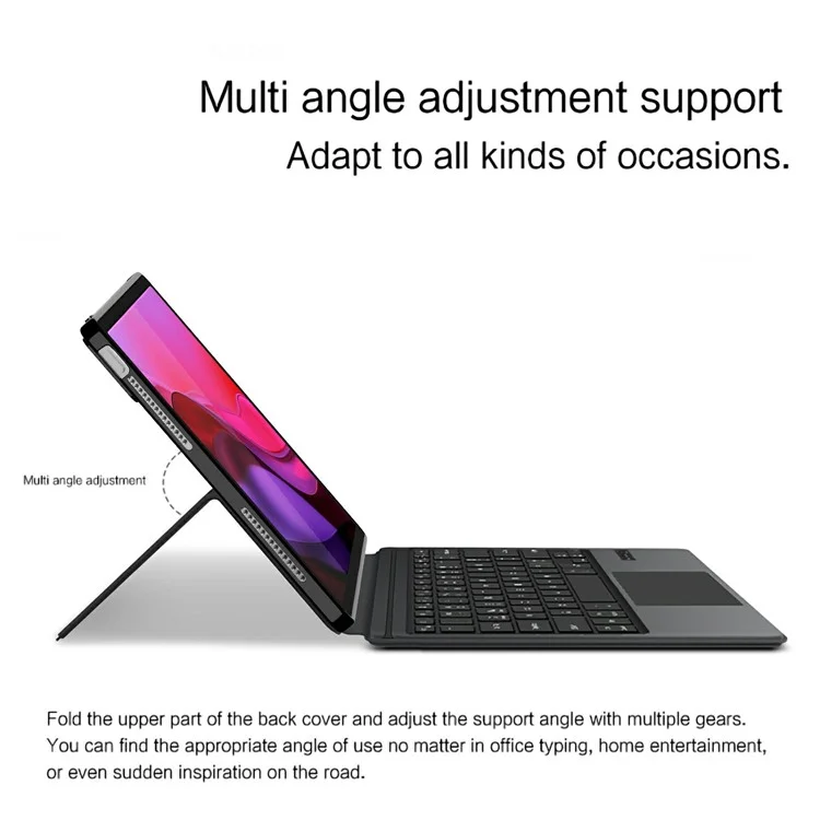 For Lenovo Yoga Pad Pro Leather Case + Touchpad Bluetooth-Compatible Keyboard with Backlit