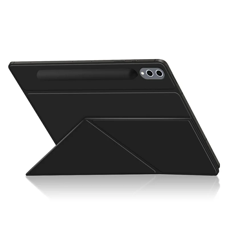 For Samsung Galaxy Tab S8+  /  S7+ Case Origami Stand PU Leather Magnetic Tablet Cover - Black
