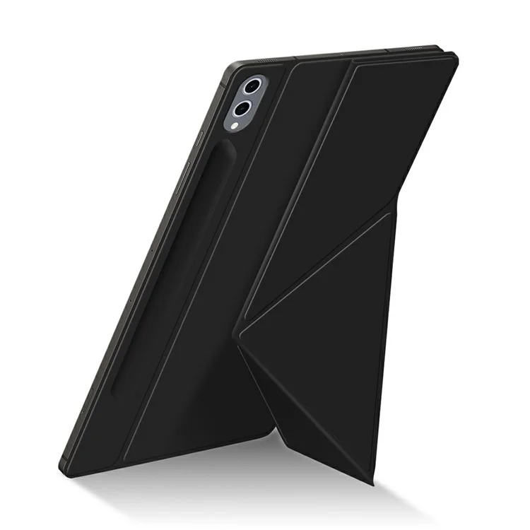For Samsung Galaxy Tab S8+  /  S7+ Case Origami Stand PU Leather Magnetic Tablet Cover - Black
