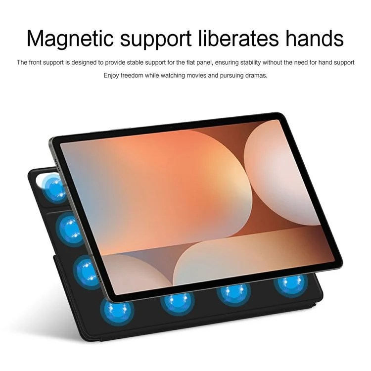 For Samsung Galaxy Tab S8+  /  S7+ Case Origami Stand PU Leather Magnetic Tablet Cover - Black