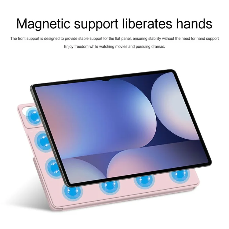 Capa para Samsung Galaxy Tab S8 Ultra Estojo Origami Suporte em Couro PU Capa Magnética para Tablet - Rosa
