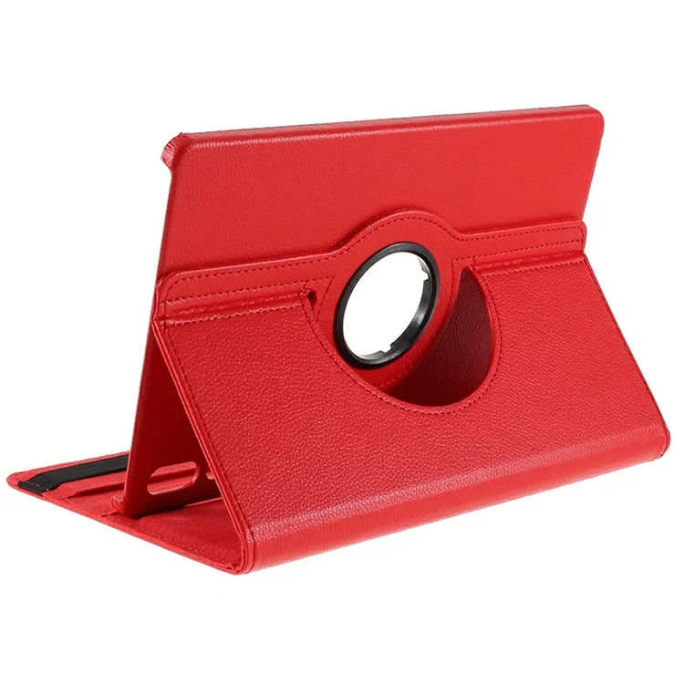 Étui pour Samsung Galaxy Tab S10 FE+ avec Support Rotatif en Cuir PU + Coque de Tablette PC avec Bande Élastique - Rouge