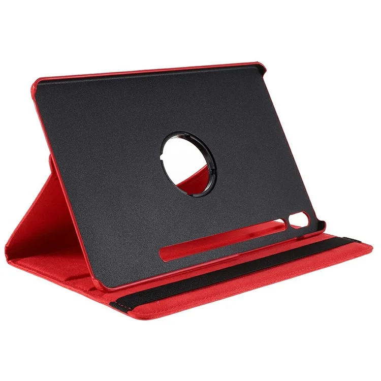 Étui pour Samsung Galaxy Tab S10 FE+ avec Support Rotatif en Cuir PU + Coque de Tablette PC avec Bande Élastique - Rouge