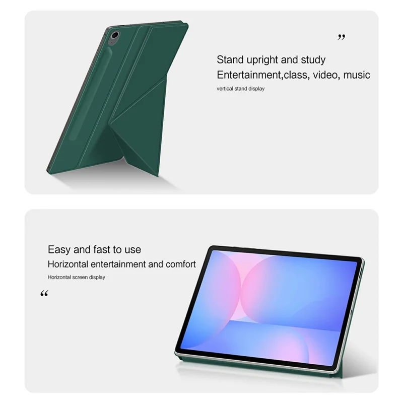 Für Samsung Galaxy Tab S10 FE+ Hülle Origami Ständer PU-Leder Magnetische Tablet-Schutzhülle - Grün