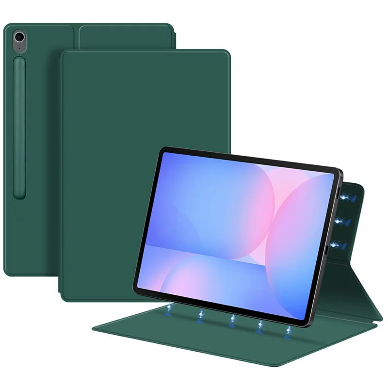 For Samsung Galaxy Tab S10 FE+ Case Stand Magnetic Leather Tablet Cover with Auto Sleep / Wake - Green