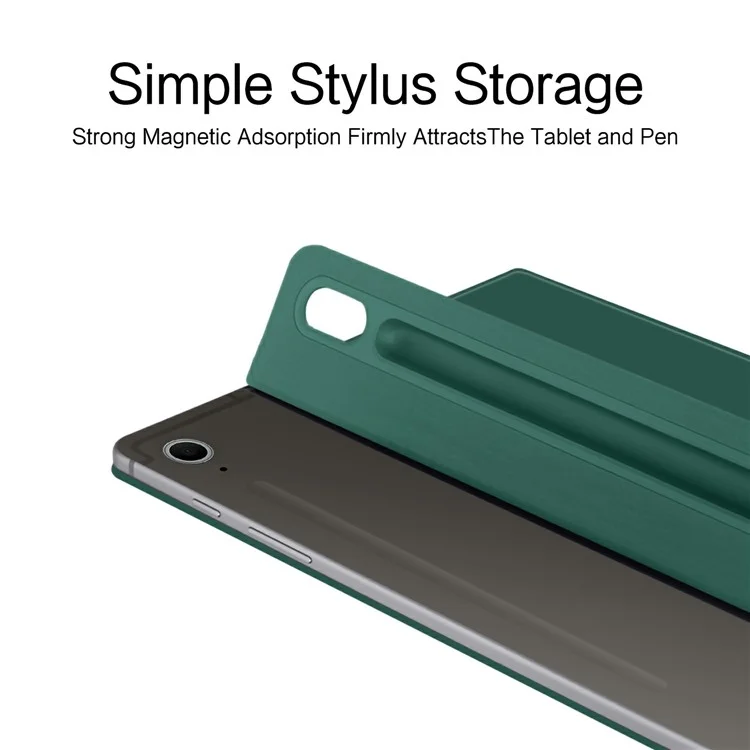 For Samsung Galaxy Tab S10 FE+ Case Stand Magnetic Leather Tablet Cover with Auto Sleep / Wake - Green