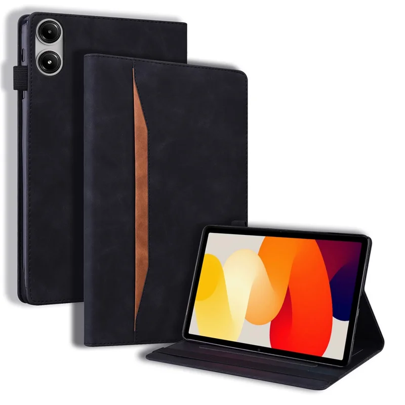 For Xiaomi Redmi Pad 2 Case PU Leather Protective Folio Tablet Cover with Card Holder - Black
