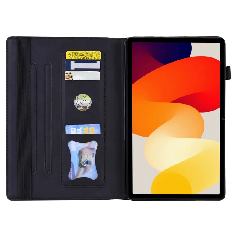 For Xiaomi Redmi Pad 2 Case PU Leather Protective Folio Tablet Cover with Card Holder - Black