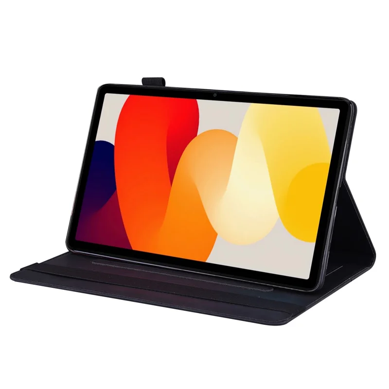 For Xiaomi Redmi Pad 2 Case PU Leather Protective Folio Tablet Cover with Card Holder - Black