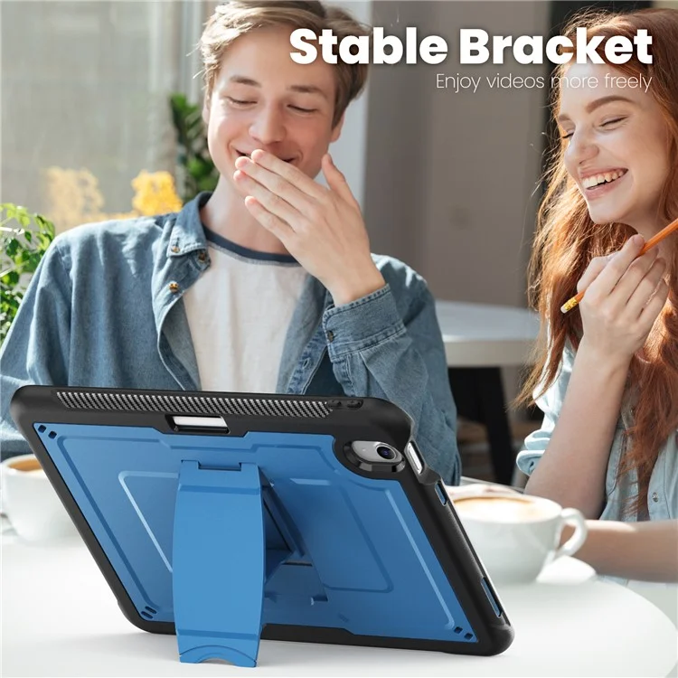 For iPad Air 11 (2025)  /  (2024) Case PC + TPE Tablet Cover with Hidden Zinc Alloy Kickstand - Navy Blue