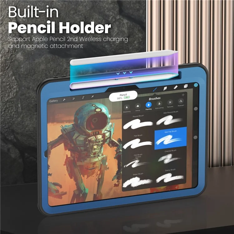 For iPad Pro 11 (2024) M4 A2836 Case PC + TPE Tablet Cover with Hidden Zinc Alloy Kickstand - Navy Blue
