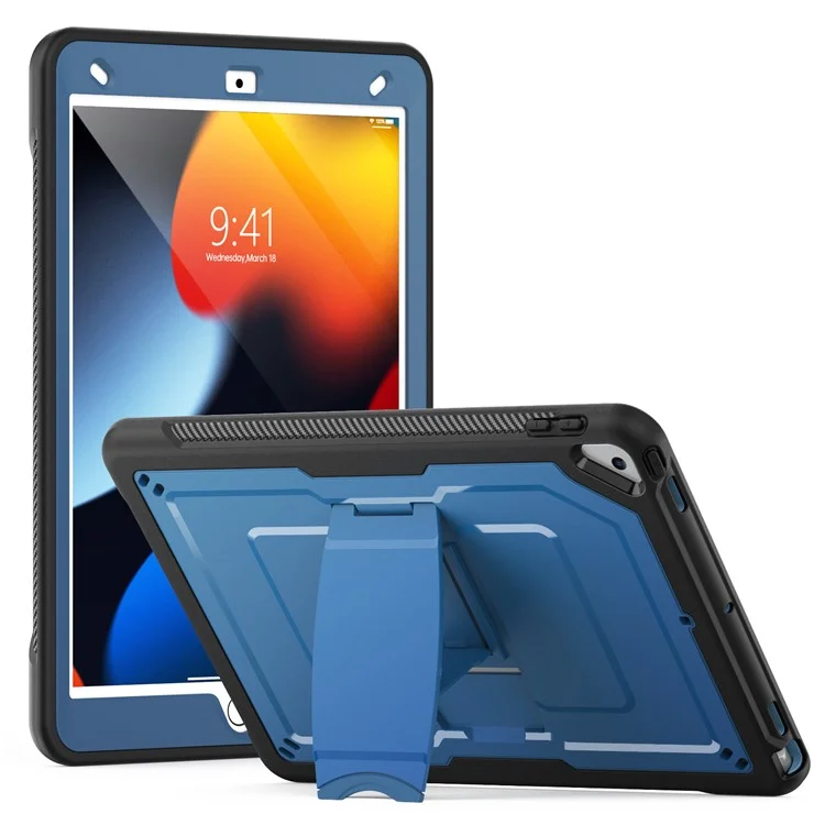 Kickstand PC + TPE Tablet Case with Shoulder Strap For iPad 10.2 (2021)  /  (2020)  /  (2019)  /  Air 10.5 inch (2019)  /  Pro 10.5-inch (2017) - Navy Blue