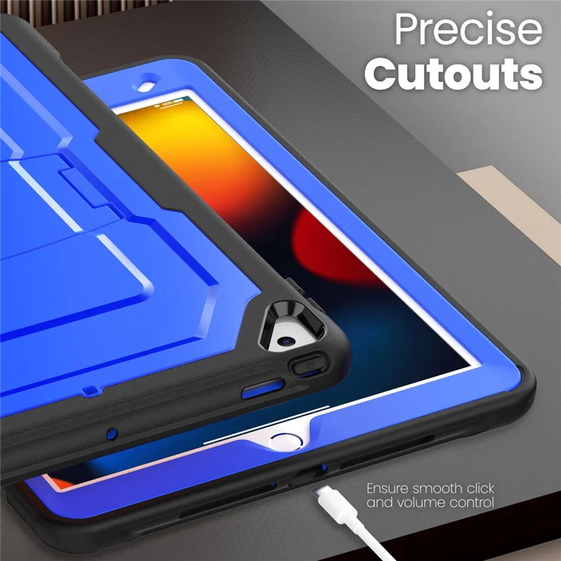 Kickstand PC + TPE Tablet Case with Shoulder Strap For iPad 10.2 (2021)  /  (2020)  /  (2019)  /  Air 10.5 inch (2019)  /  Pro 10.5-inch (2017) - Dark Blue