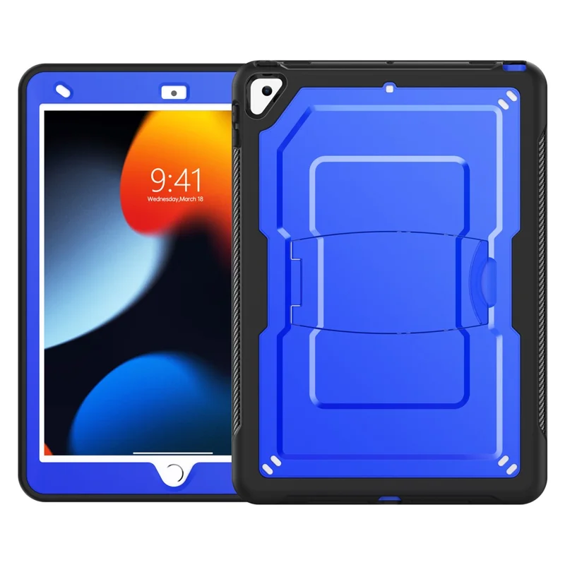 Kickstand PC + TPE Tablet Case with Shoulder Strap For iPad 10.2 (2021)  /  (2020)  /  (2019)  /  Air 10.5 inch (2019)  /  Pro 10.5-inch (2017) - Dark Blue