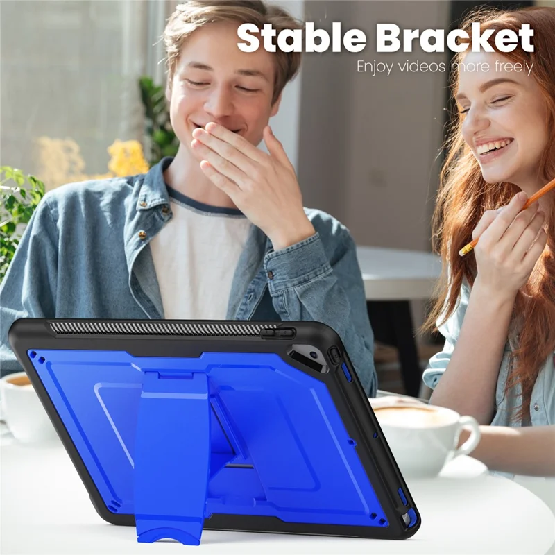 Kickstand PC + TPE Tablet Case with Shoulder Strap For iPad 10.2 (2021)  /  (2020)  /  (2019)  /  Air 10.5 inch (2019)  /  Pro 10.5-inch (2017) - Dark Blue
