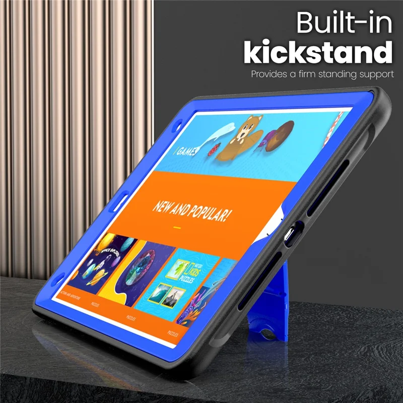 Kickstand PC + TPE Tablet Case with Shoulder Strap For iPad 10.2 (2021)  /  (2020)  /  (2019)  /  Air 10.5 inch (2019)  /  Pro 10.5-inch (2017) - Dark Blue