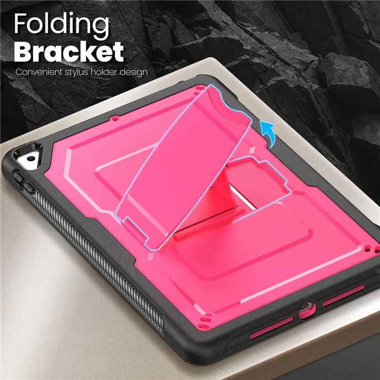 Support de tablette PC + Étui TPE avec bandoulière pour iPad 10,2 (2021) / (2020) / (2019) / Air 10,5 pouces (2019) / Pro 10,5 pouces (2017) - Rose