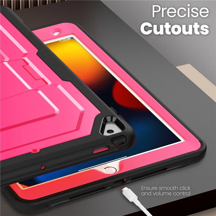 Support de tablette PC + Étui TPE avec bandoulière pour iPad 10,2 (2021) / (2020) / (2019) / Air 10,5 pouces (2019) / Pro 10,5 pouces (2017) - Rose