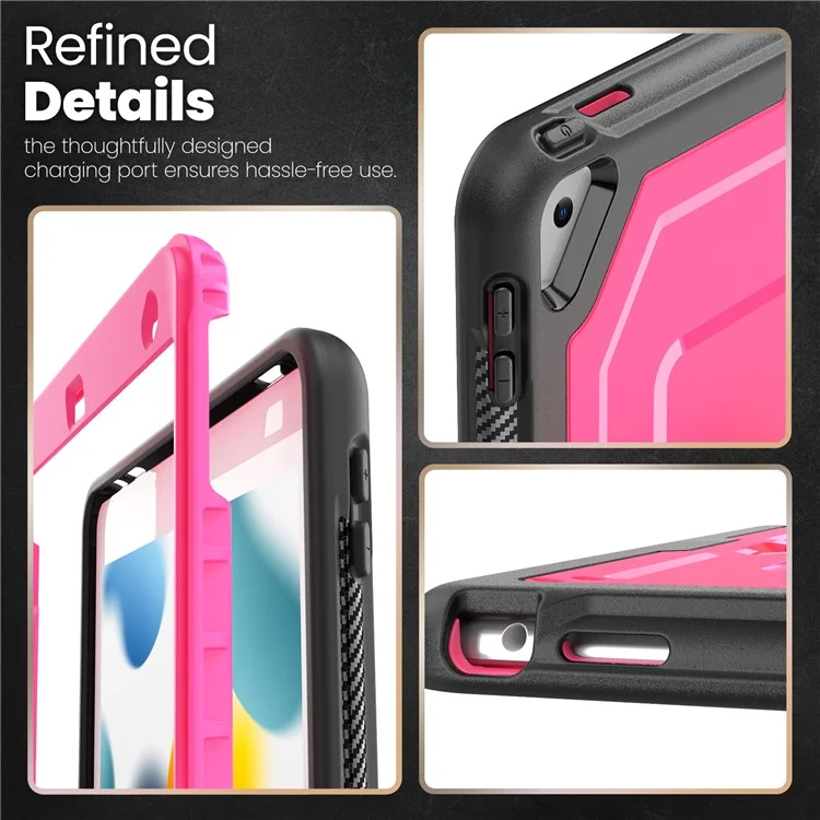 Support de tablette PC + Étui TPE avec bandoulière pour iPad 10,2 (2021) / (2020) / (2019) / Air 10,5 pouces (2019) / Pro 10,5 pouces (2017) - Rose