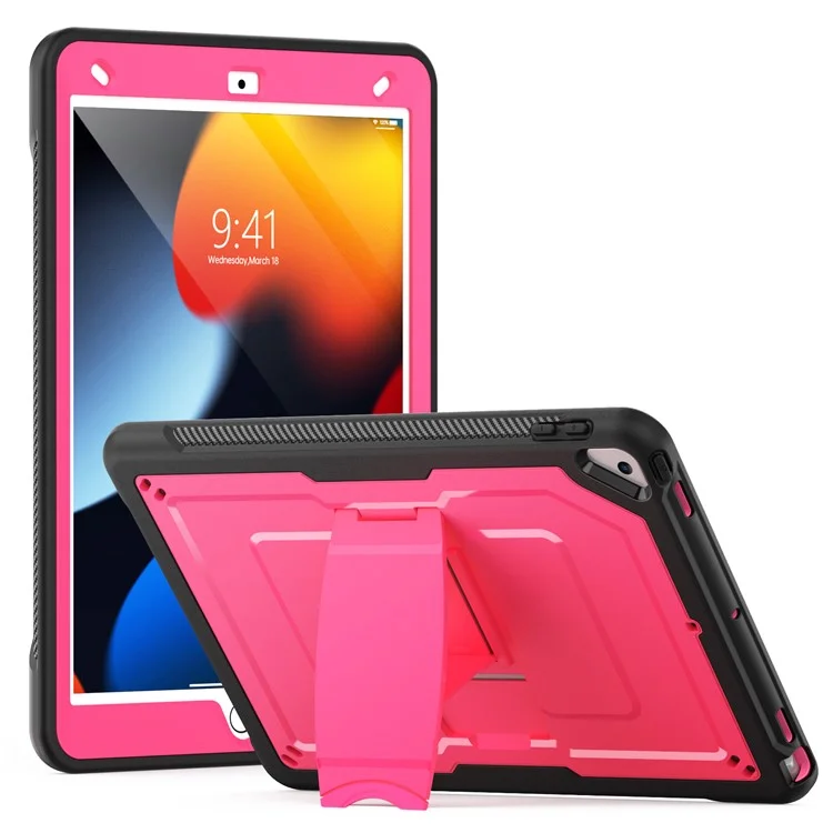 Support de tablette PC + Étui TPE avec bandoulière pour iPad 10,2 (2021) / (2020) / (2019) / Air 10,5 pouces (2019) / Pro 10,5 pouces (2017) - Rose