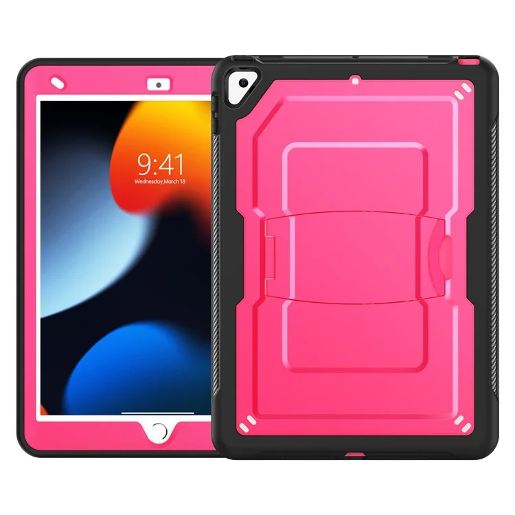 Support de tablette PC + Étui TPE avec bandoulière pour iPad 10,2 (2021) / (2020) / (2019) / Air 10,5 pouces (2019) / Pro 10,5 pouces (2017) - Rose