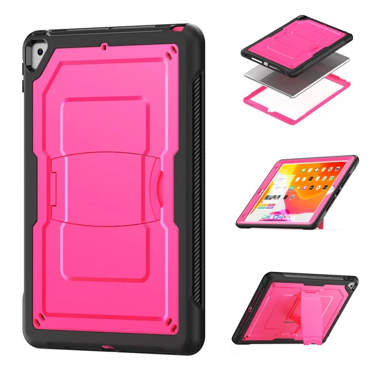Support de tablette PC + Étui TPE avec bandoulière pour iPad 10,2 (2021) / (2020) / (2019) / Air 10,5 pouces (2019) / Pro 10,5 pouces (2017) - Rose