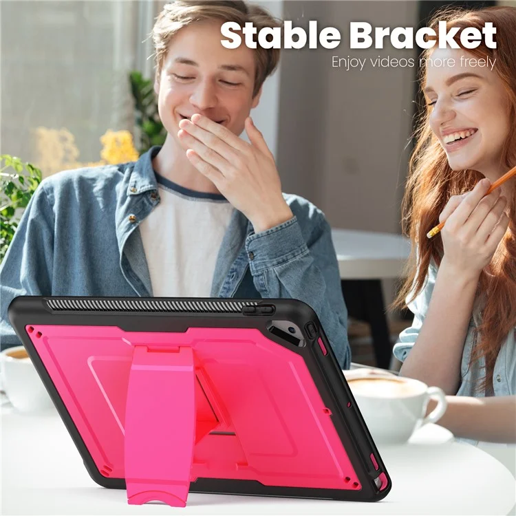 Support de tablette PC + Étui TPE avec bandoulière pour iPad 10,2 (2021) / (2020) / (2019) / Air 10,5 pouces (2019) / Pro 10,5 pouces (2017) - Rose