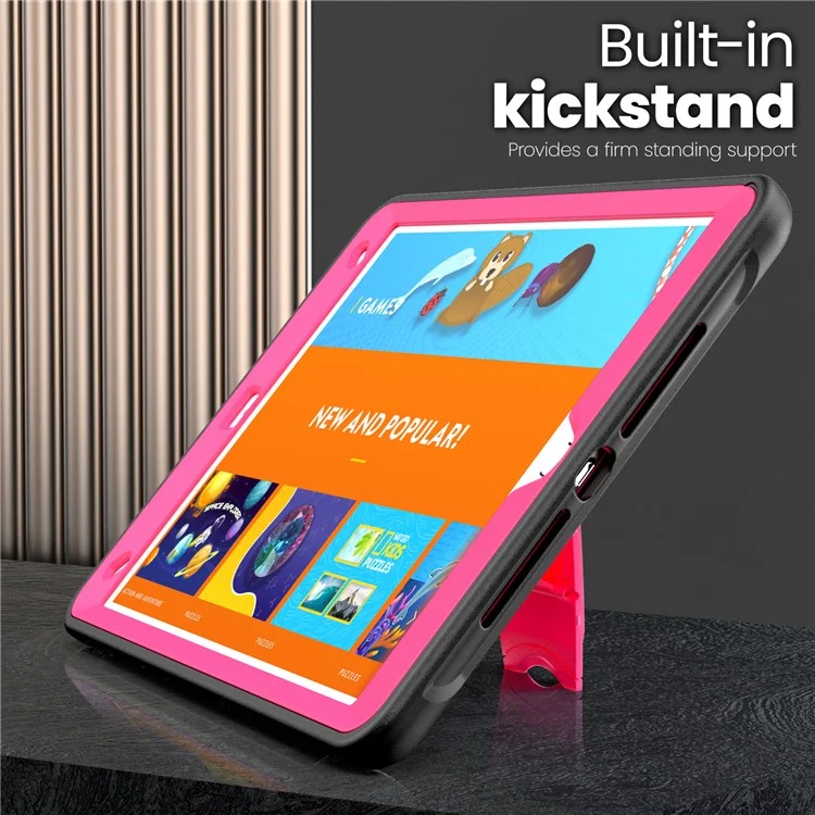 Support de tablette PC + Étui TPE avec bandoulière pour iPad 10,2 (2021) / (2020) / (2019) / Air 10,5 pouces (2019) / Pro 10,5 pouces (2017) - Rose