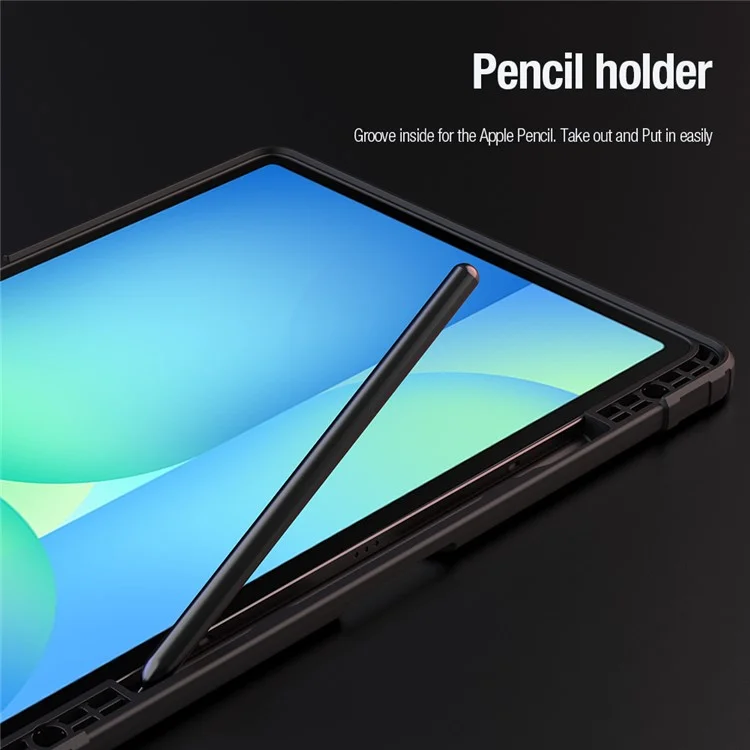 Étui en cuir avec protection NILLKIN Pro pour Samsung Galaxy Tab S10 FE+ avec couvercle coulissant pour caméra, support origami et couverture de tablette avec activation/désactivation automatique