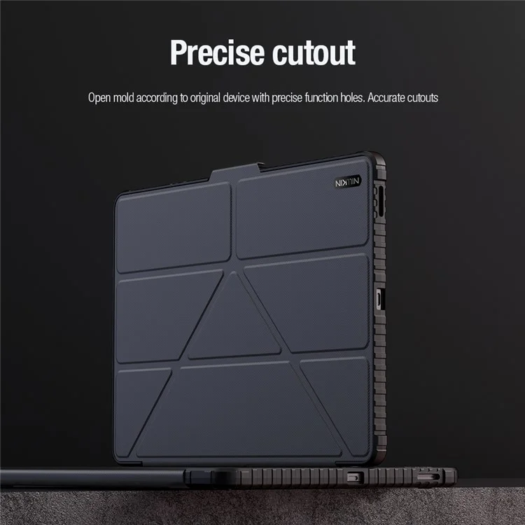 Étui en cuir avec protection NILLKIN Pro pour Samsung Galaxy Tab S10 FE+ avec couvercle coulissant pour caméra, support origami et couverture de tablette avec activation/désactivation automatique