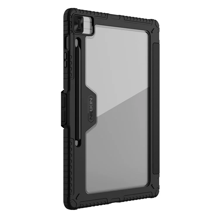 Étui en cuir avec protection NILLKIN Pro pour Samsung Galaxy Tab S10 FE+ avec couvercle coulissant pour caméra, support origami et couverture de tablette avec activation/désactivation automatique