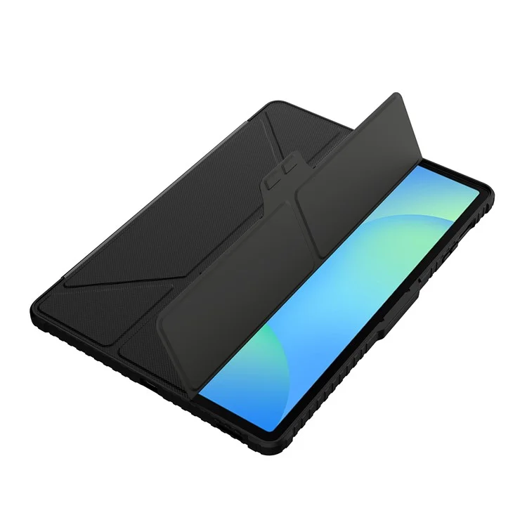 Étui en cuir avec protection NILLKIN Pro pour Samsung Galaxy Tab S10 FE+ avec couvercle coulissant pour caméra, support origami et couverture de tablette avec activation/désactivation automatique