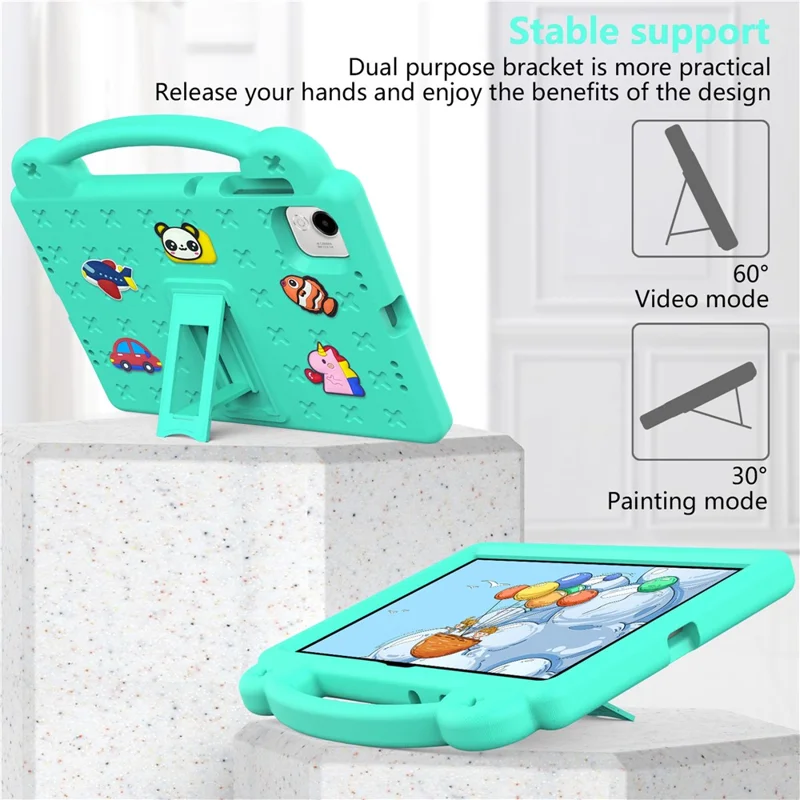 For Honor Pad X9a Case Kids Cartoon Patterns Hand Grip Kickstand Tablet EVA Cover - Green
