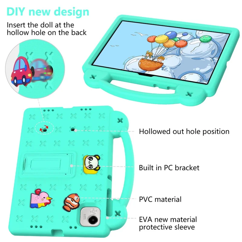 For Honor Pad X9a Case Kids Cartoon Patterns Hand Grip Kickstand Tablet EVA Cover - Green