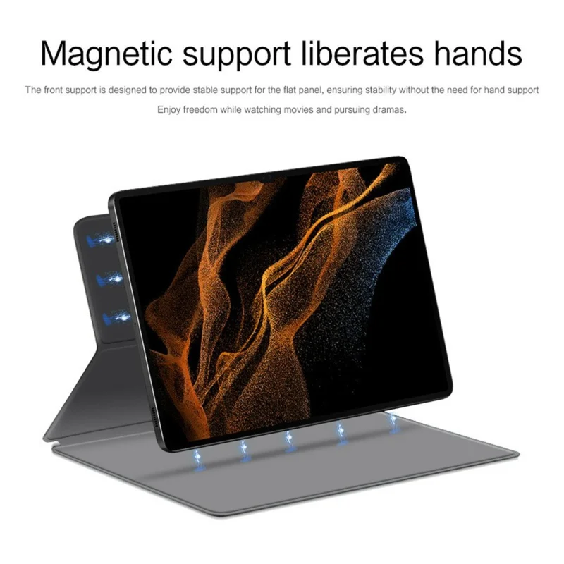For Samsung Galaxy Tab S8 / Tab S7 Case Stand Magnetic PU Leather Tablet Cover - Grey
