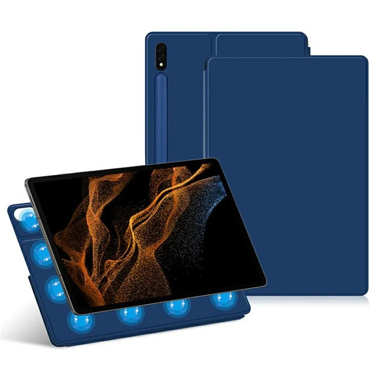 For Samsung Galaxy Tab S8 / Tab S7 Case Stand Magnetic PU Leather Tablet Cover - Blue