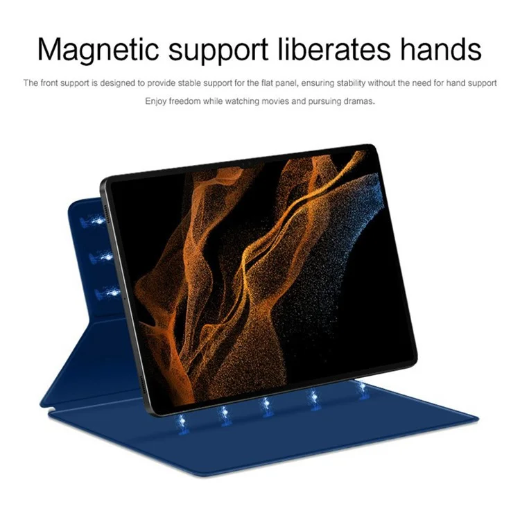 For Samsung Galaxy Tab S8 / Tab S7 Case Stand Magnetic PU Leather Tablet Cover - Blue