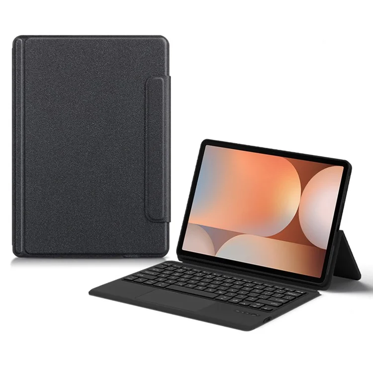 For Samsung Galaxy Tab S10+ Leather Case + Touchpad Bluetooth-Compatible Keyboard with Backlit