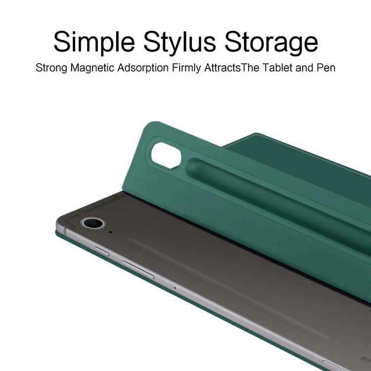 For Samsung Galaxy Tab S10 FE Case Stand Magnetic Leather Tablet Cover with Auto Sleep  /  Wake - Green